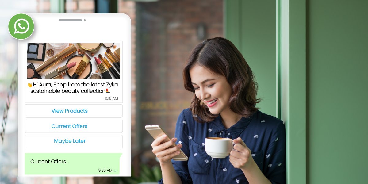 A user engaging with a cosmetic company via Click to WhatsApp ads