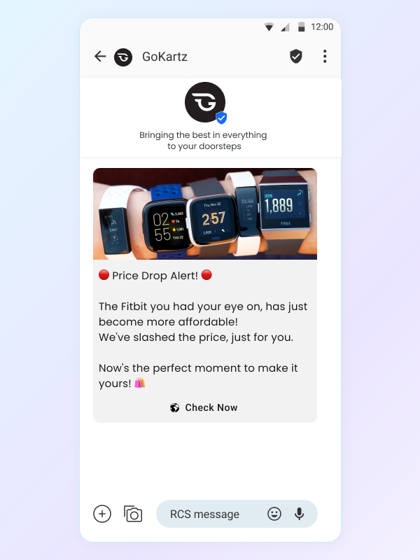 Price Drop Alerts RCS Messaging Use Case