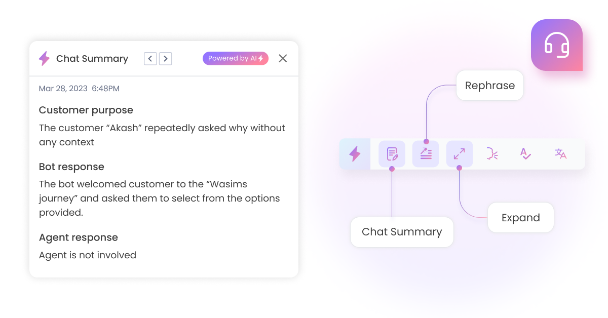 Agents using AI generated summary to assist customers better