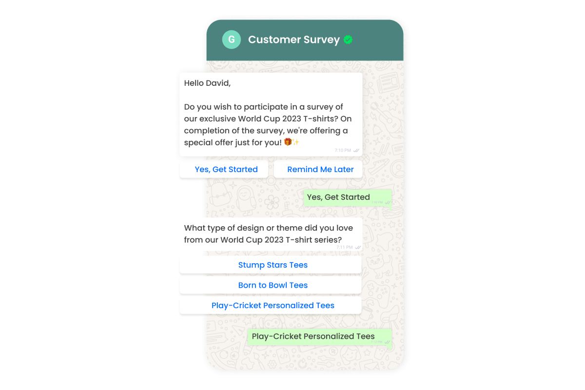 WhatsApp Business for Customer Survey