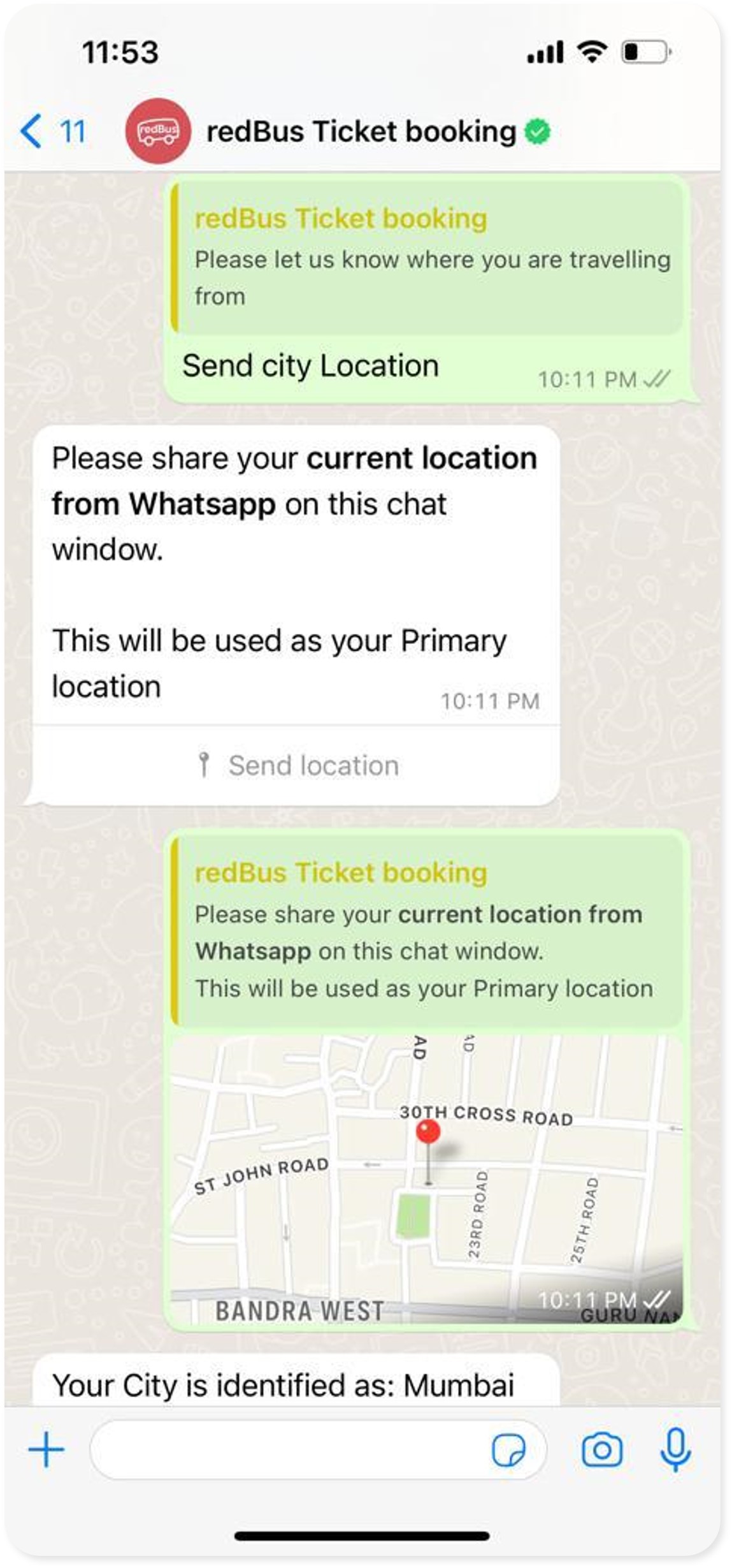 WhatsApp Send location CTA