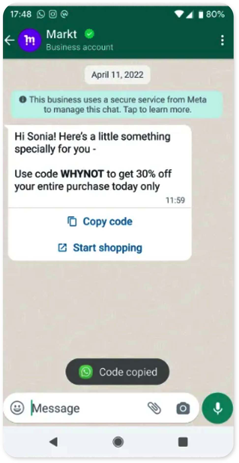 WhatsApp Copy Code