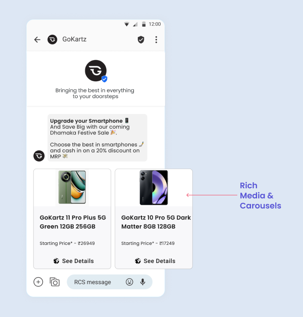 Showcase your product catalog with RCS messaging API