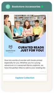 A bookstore sends personalized recommendations to different age groups.