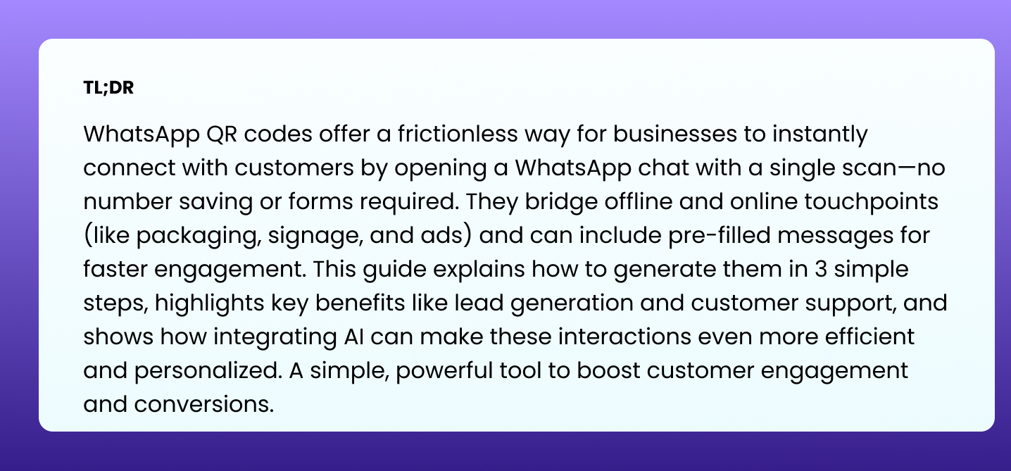 Whatsapp QR Code TLDR