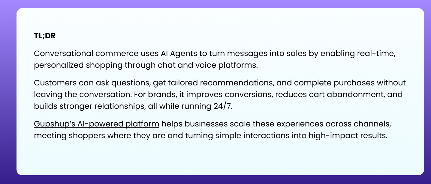 TL DR Conversational Commerce